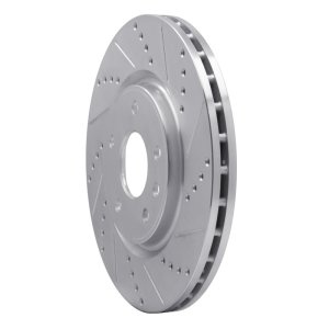 Chrysler Pacifica Brake Rotor (1) - Front Right - R1 Concepts - Drilled & Slotted - Silver - `12-`25